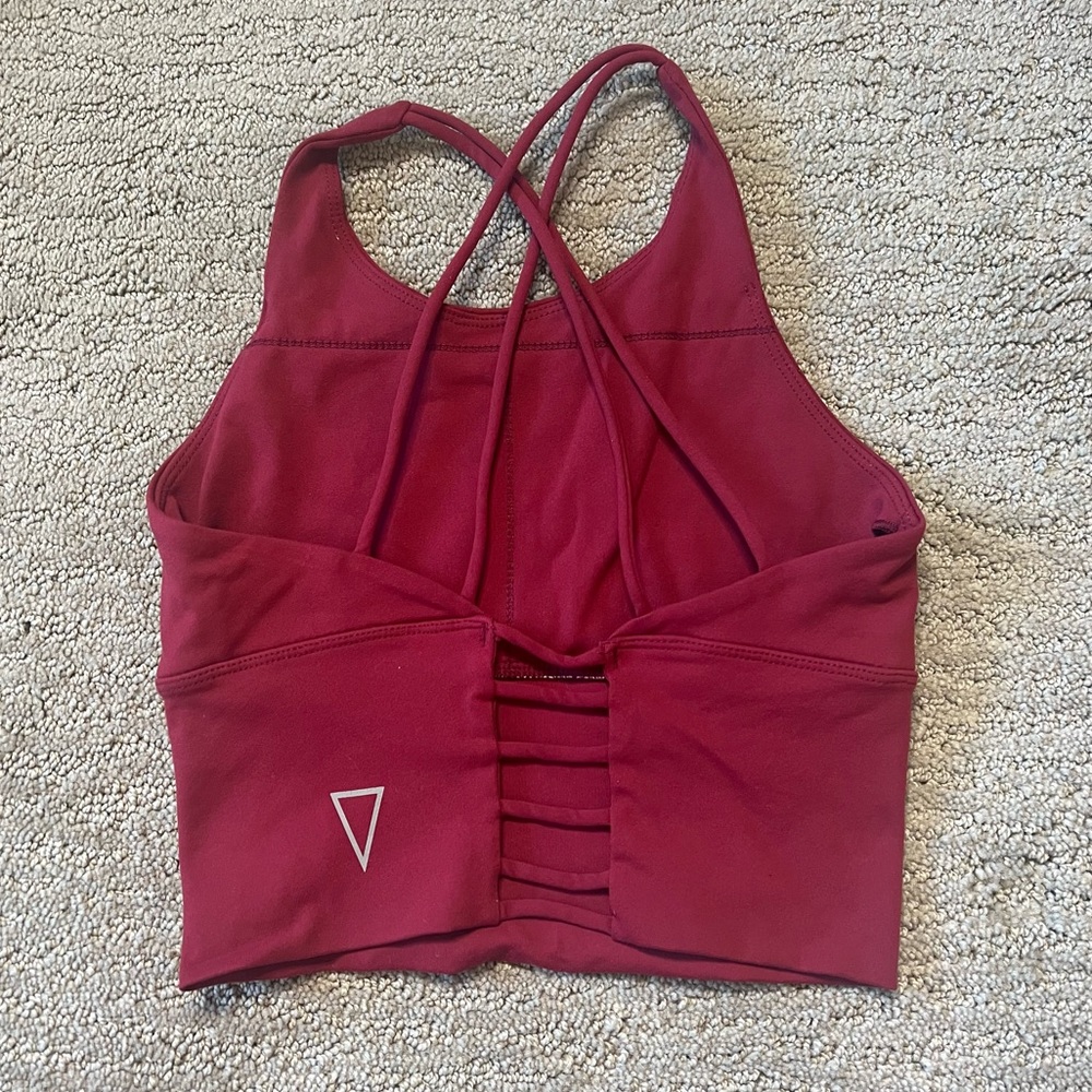 Strappy high neck long line bra size small
